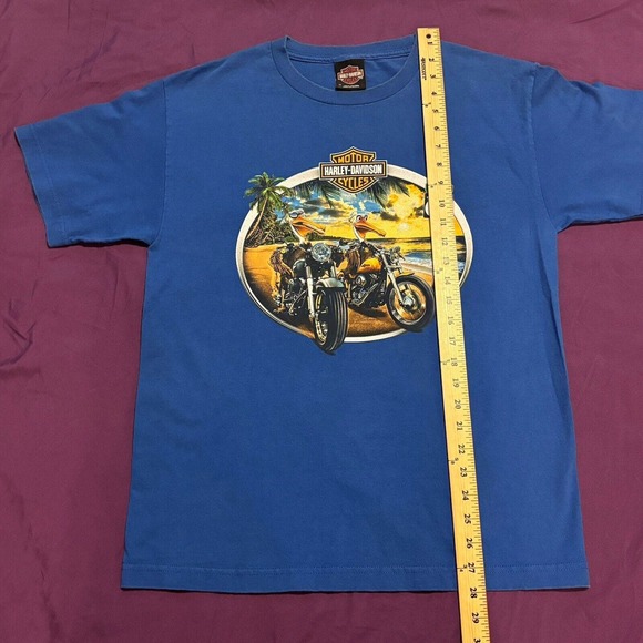 Harley Davidson Mens Size M Peterson’s Key West Blue Graphics Pelican Medium - Picture 5 of 8